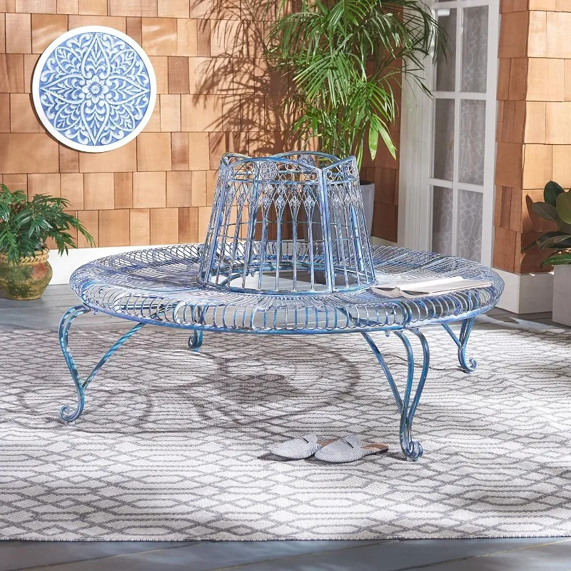 Outdoor Collection  Antique Wrought Iron 60-inch Round Tree Bench,Perfect for Adding Extra Seating in The Garden or Backyard