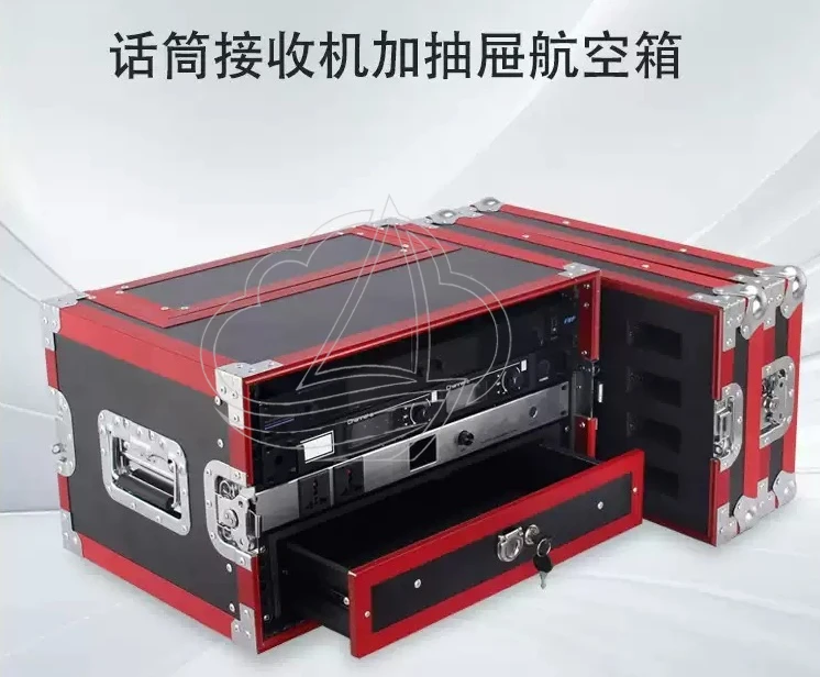 

2U Microphone Aviation Case Cabinet with Drawer & Line Receiver Storage