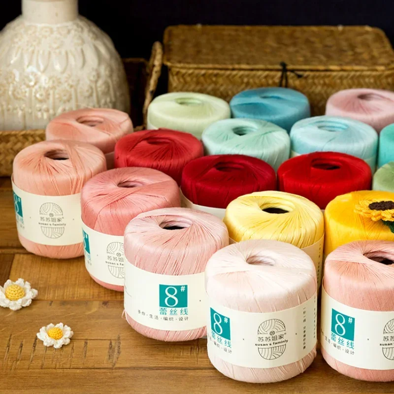 Susan's Family 30g/270m 100% Cotton Lace Yarn Fine Weaving Crochet Thread for Advanced 8# Talent Mercerized Cotton Yarn