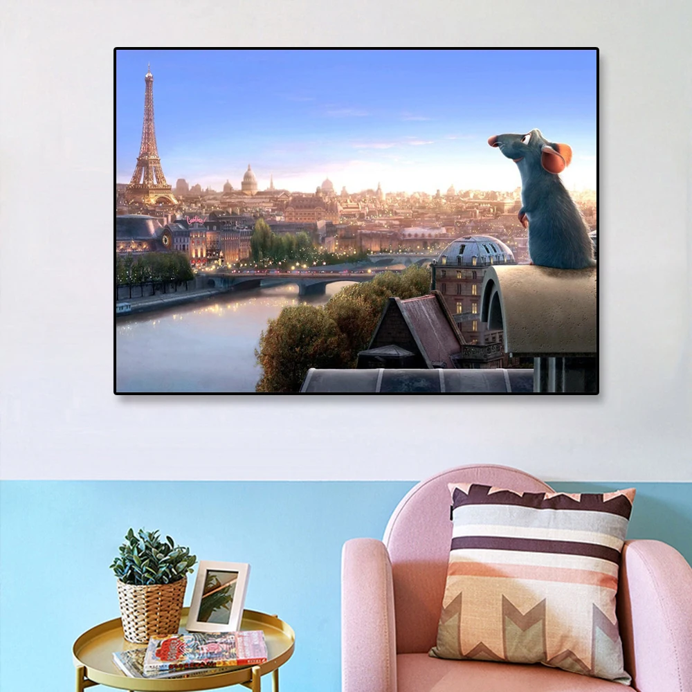 Disney ratatouille animação filme cartaz da lona arte da parede decoração casa impressão família cozinha sala de jantar decoração