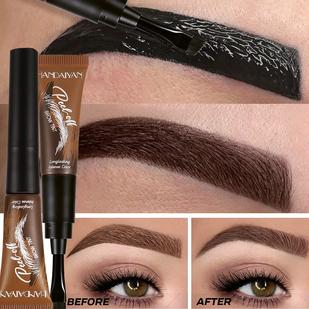 Eyebrow Tattoo Tint Semi Permanent Brow Tint Long-lasting Waterproof Natural Brown Liquid Eye Enhancers with Brush Brow Tattoo