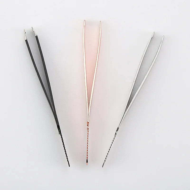 Herramientas de maquillaje de alta calidad, pinzas para cejas, pinzas para ojos con punta inclinada de acero inoxidable, Clip preciso 3D para pestañas