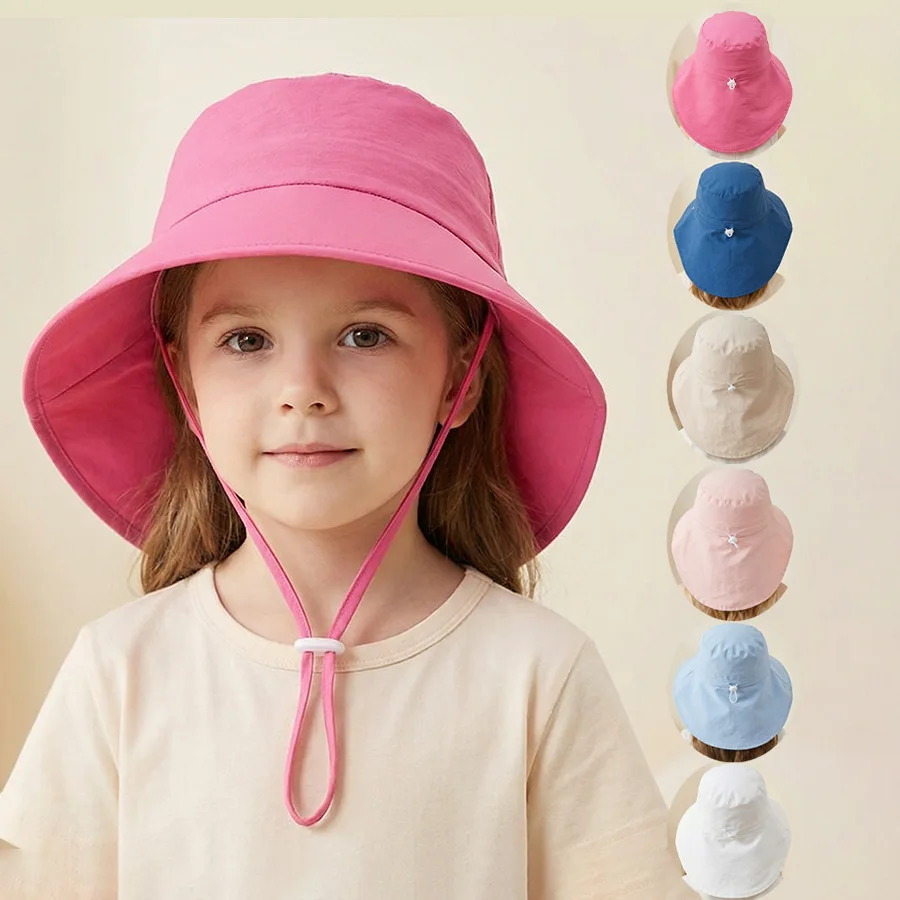 Children's Sun Protection Hat - Boys' Wide-Brimmed Sunshade Fishing Hat - Girls' Summer Uv Protection Neck Scarf Cap - Sun Hat