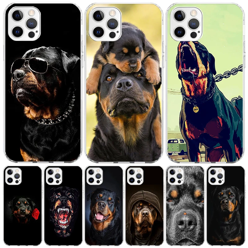 Rottweiler Dog Case Phone Cover for Apple iphone 16 15 14 13 12 Mini 11 Pro Max X XS XR 7 Plus 8 + SE 2020 Trend Fundas