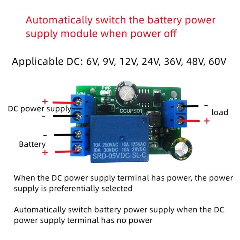 CCUPS01 UPS Emergency Cut-Off Board DC6V-60V Control Board Power-OFF Protection Automatic Switching Module-AA26