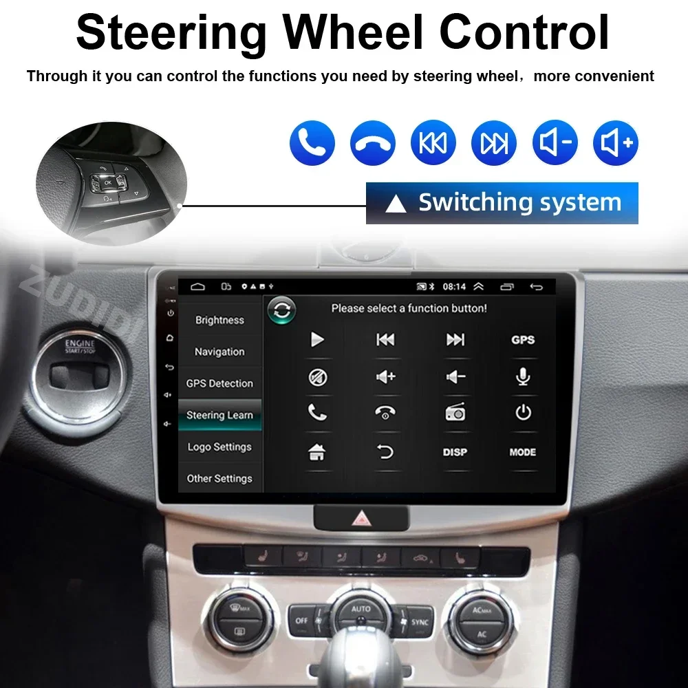 カーGPSマルチメディアラジオ,ラジオ,ナビゲーター,2ディン,VWパサート用,Android 13, CarPlay,b7,b6,cc,2010-2015, 2ディン