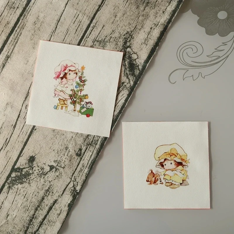 Cute Rural Girls Printed Painting Hand Dyed Cotton Fabric For Sewing DIY Patchwork Hand Embroidery Quilt Bag