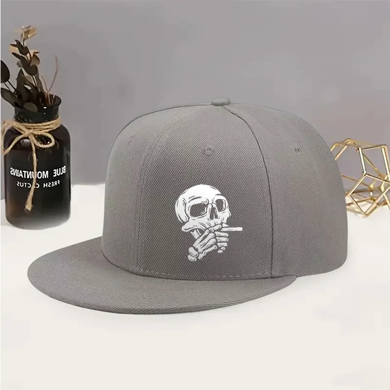 التدخين الجمجمة الرسم شقة حافة قبعة بيسبول البوليستر الشارع الشهير الهيب هوب قابل للتعديل Snapback قبعة الكبار عارضة #3