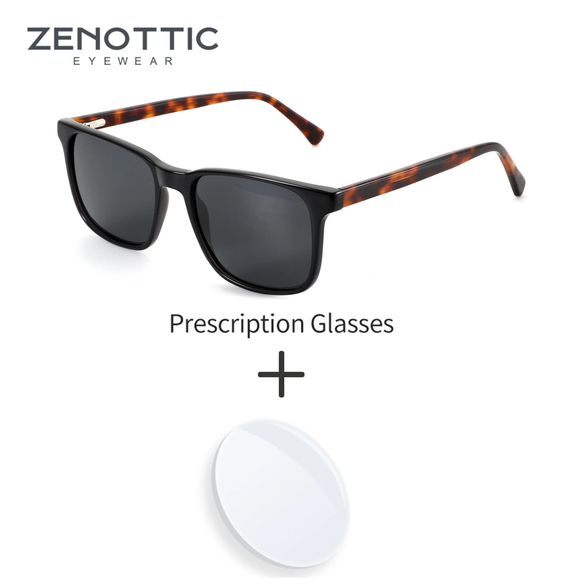 

ZENOTTIC M Size Fashion Acetate Temple Prescription Sun Glasses For Men Square UV400 Polarized Optical Sunglasses