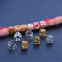 50pcs Metal Hair Rings Beads Cuffs Tubes Charms Hollow Out Dread African Hair Braids Jewelry Hair Braider Decoration Accessories