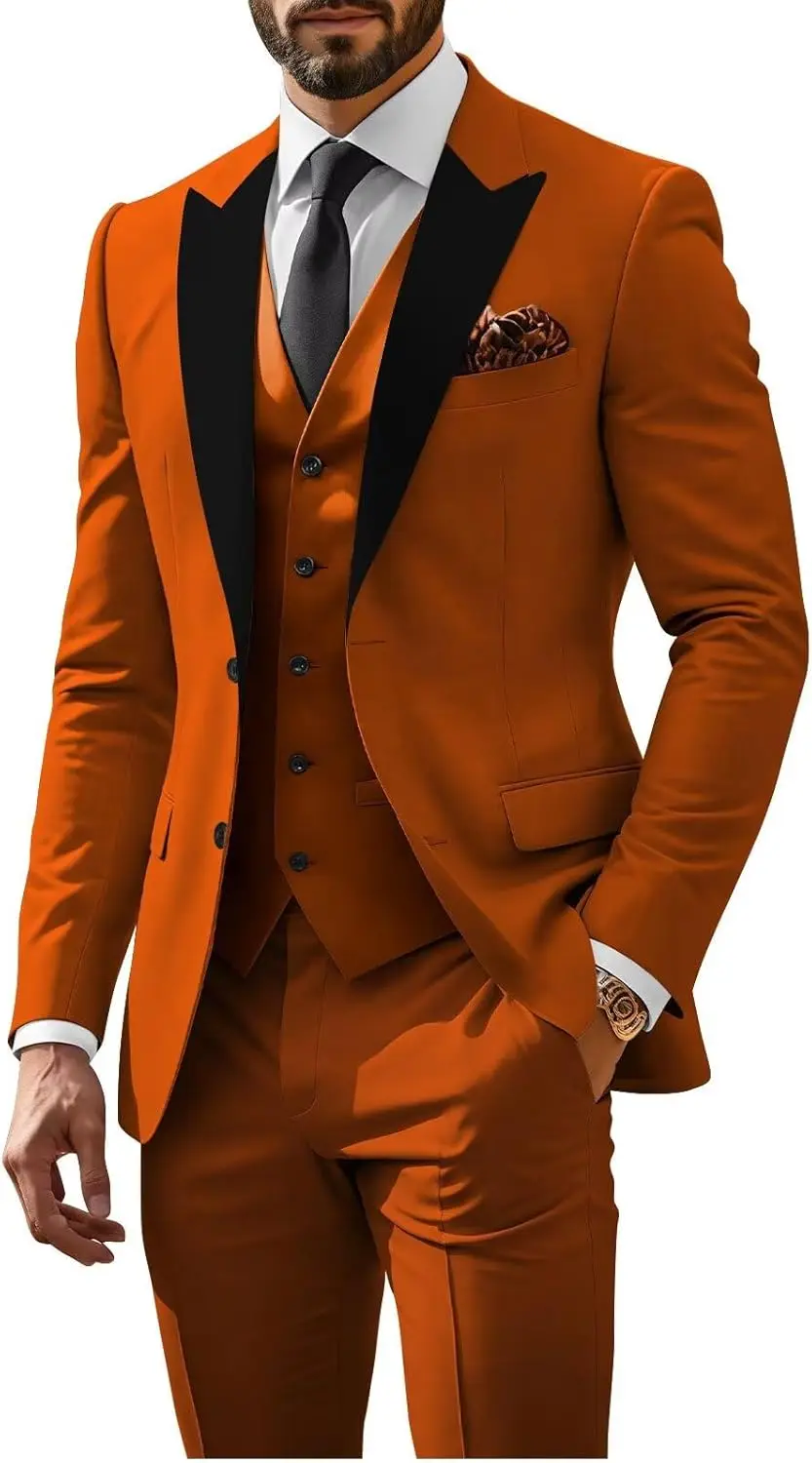 

Mens Suits 3 Piece Slim Fit Prom Suit for Men Groom Suit for Wedding Men's Tuxedos Homecoming Suit Pants Vest Set