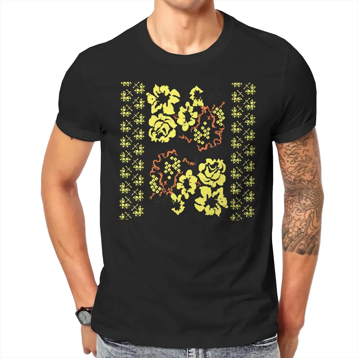 Ukrainian Vyshyvanka Ornament 100% Cotton TShirts Loral Embroidery Distinctive Homme T Shirt Funny Clothing 6XL