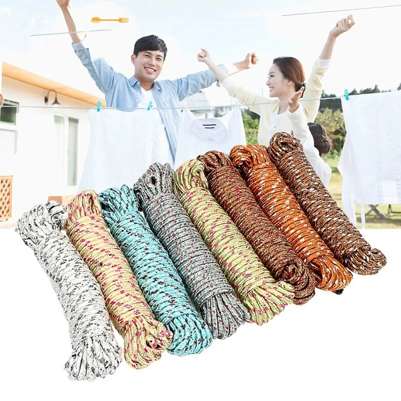 10m Thick Clothes Hanging Rope Line Windproof Anti-slip Sturdy Rope Clotheslines Drying Clothes Nylon Windproof Hanger Line Cord