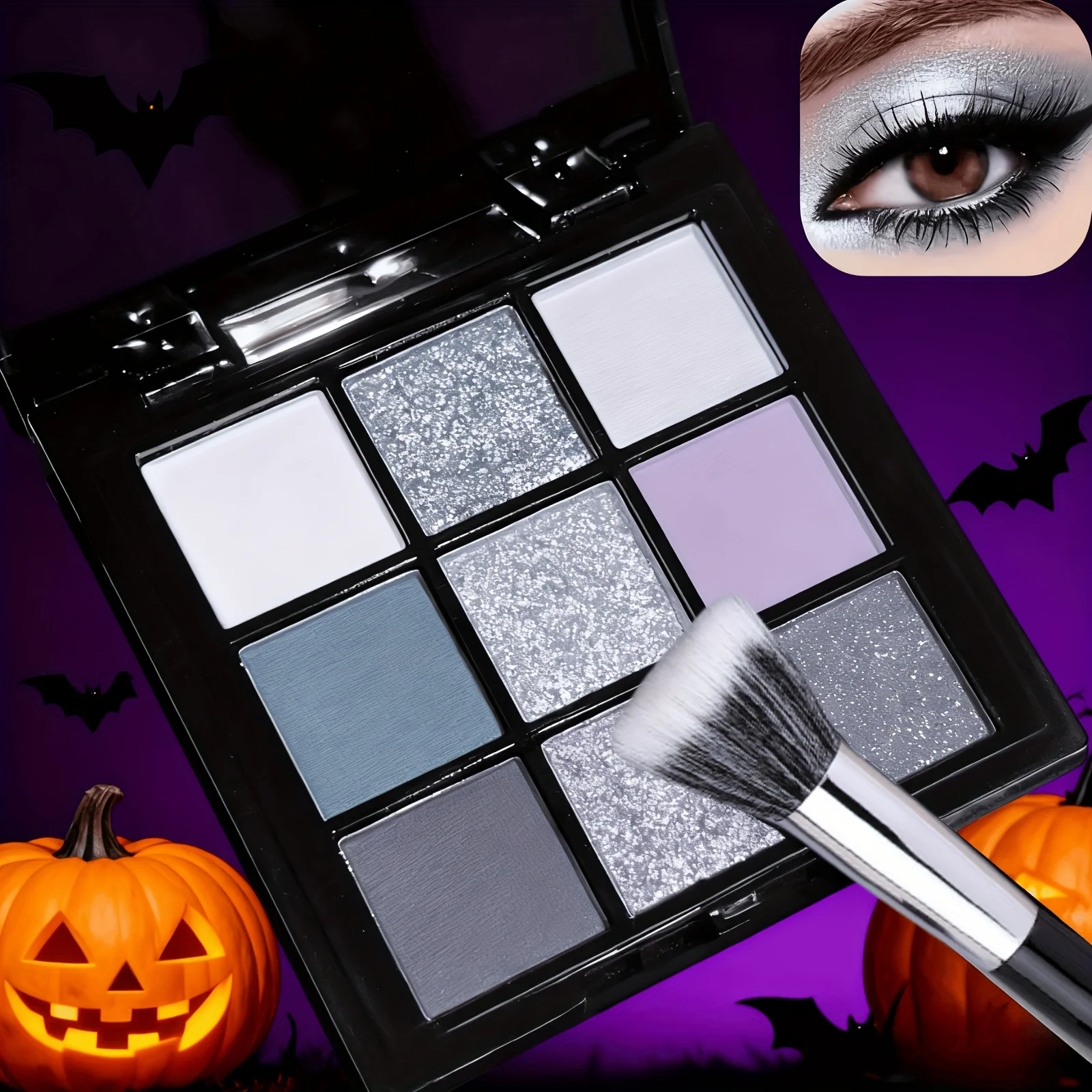 スモーキーアイシャドウパレット、9色ブラックダークグレースモーキーメイクアップパレット、マットシマーグリッター長持ち防水