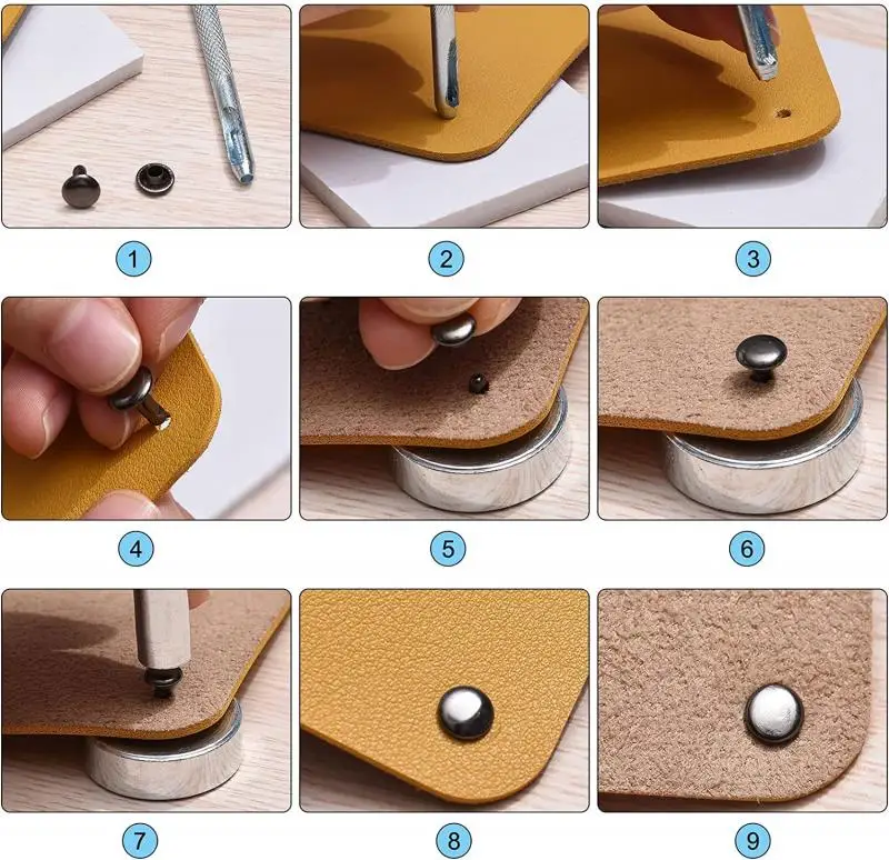 50set 6mm-12mm metallo doppio cappuccio rivetti borchie rivetto rotondo per borsa artigianale in pelle cintura indumenti cappello scarpe collare per animali domestici Decor