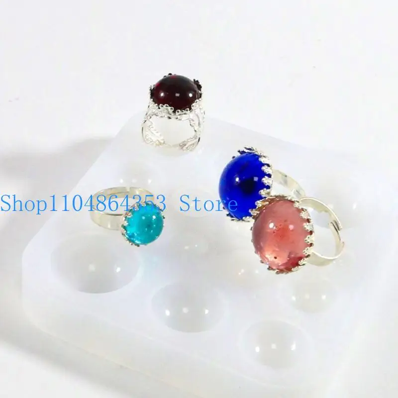 652F Round Patch Rings Necklace Silicone Mold Semicircle Pendant Handmade Mold Valentines Day Birthday Gift Jewelry