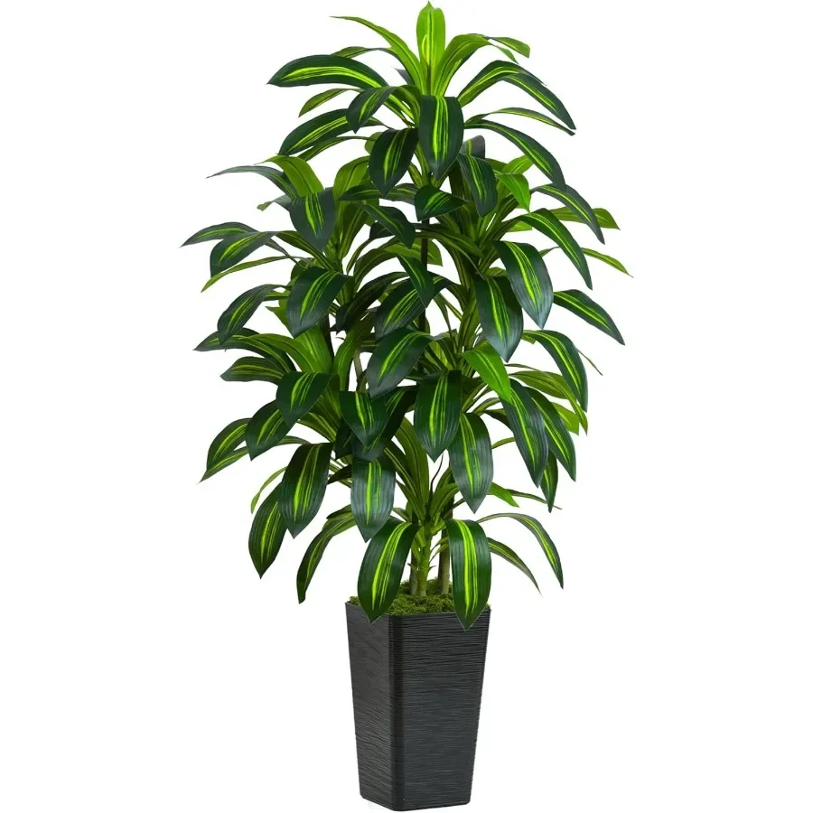 

5FT Tall Artificial Dracaena Plant with Black Planter for Indoor Home Bedroom Office Living Room Decoration Realistic Faux Yucc