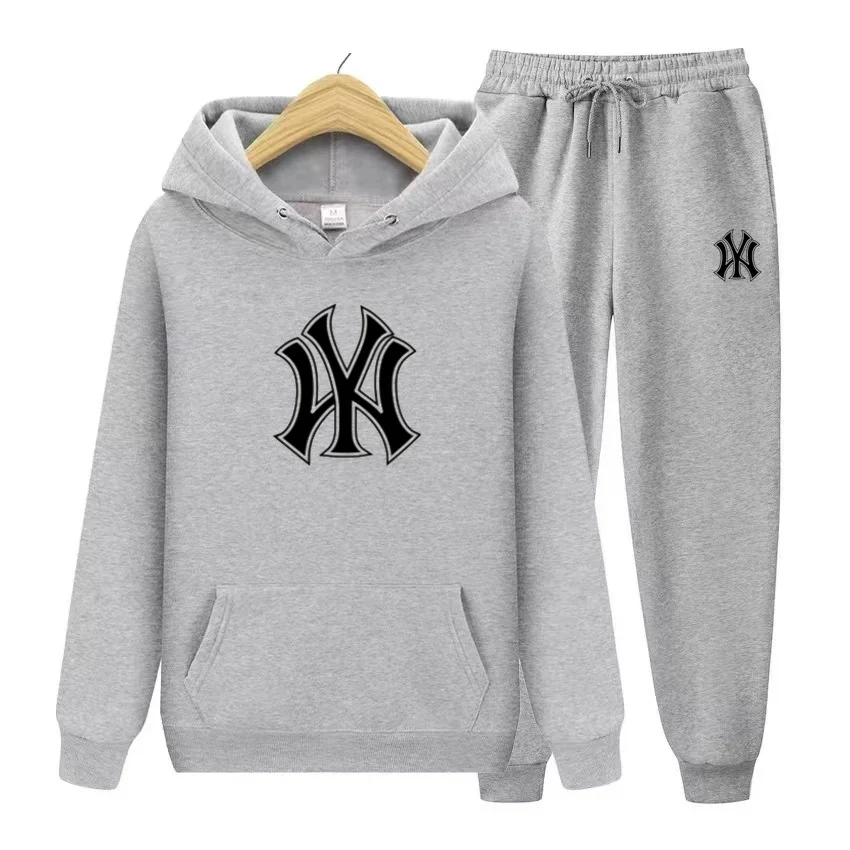

New men's and women's two-piece sportswear, hooded shirt, sportswear top and pants set, casual men's wear