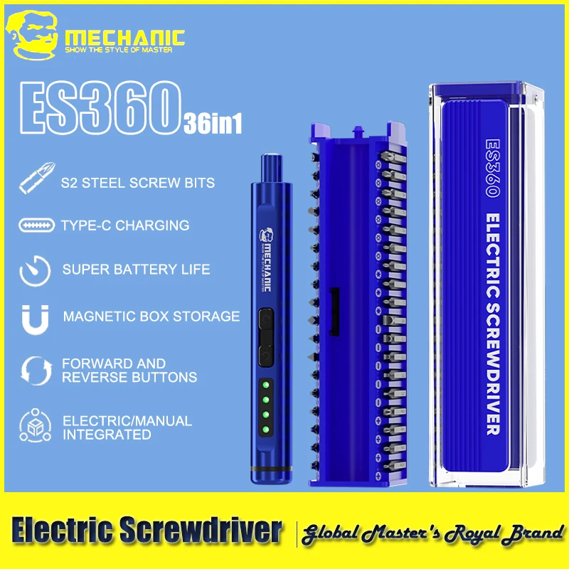 

MECHANIC ES360 36-in-1 Set Tools Electric Screwdriver with LED Light Magnetic Bits Electric Manual Dual Mode Repair tools