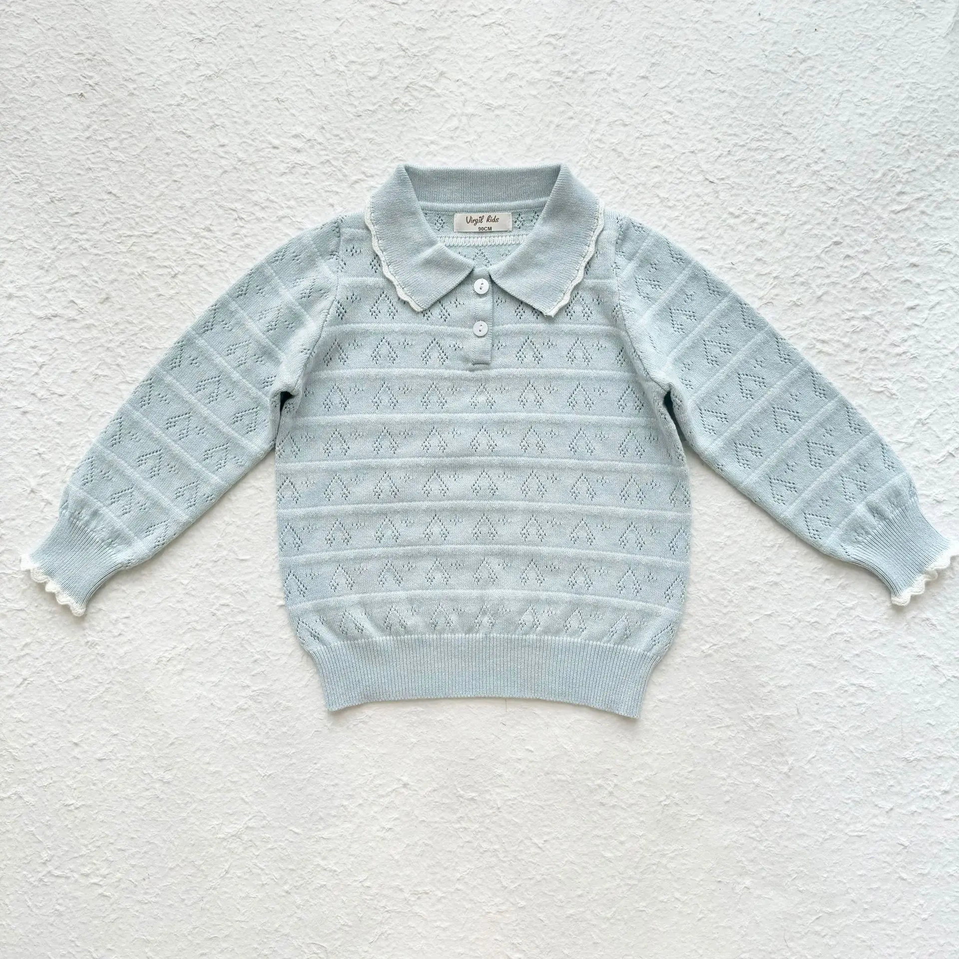 2026 New Autumn Children Knitted Sweaters Long Sleeve Hollow Out Korean Style Baby Girls Pullovers Tops  125