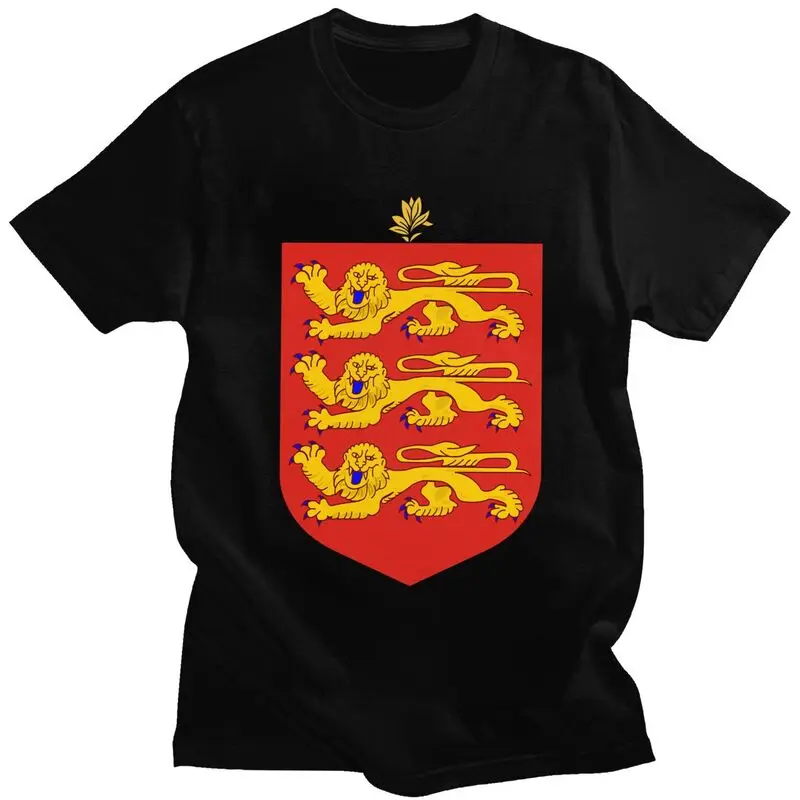 Coat Of Arms Of Guernsey T Shirt for Men Pure Cotton Tshirt Fashion Tee Tops Short Sleeved T-shirts Fitted Apparel