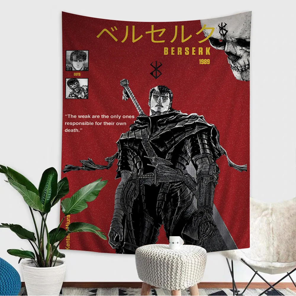 Kentaro Miura Berserk Guts Comic Cartoon Tapestry Art Science Fiction Room Home Decor Wall Hanging Home Decor