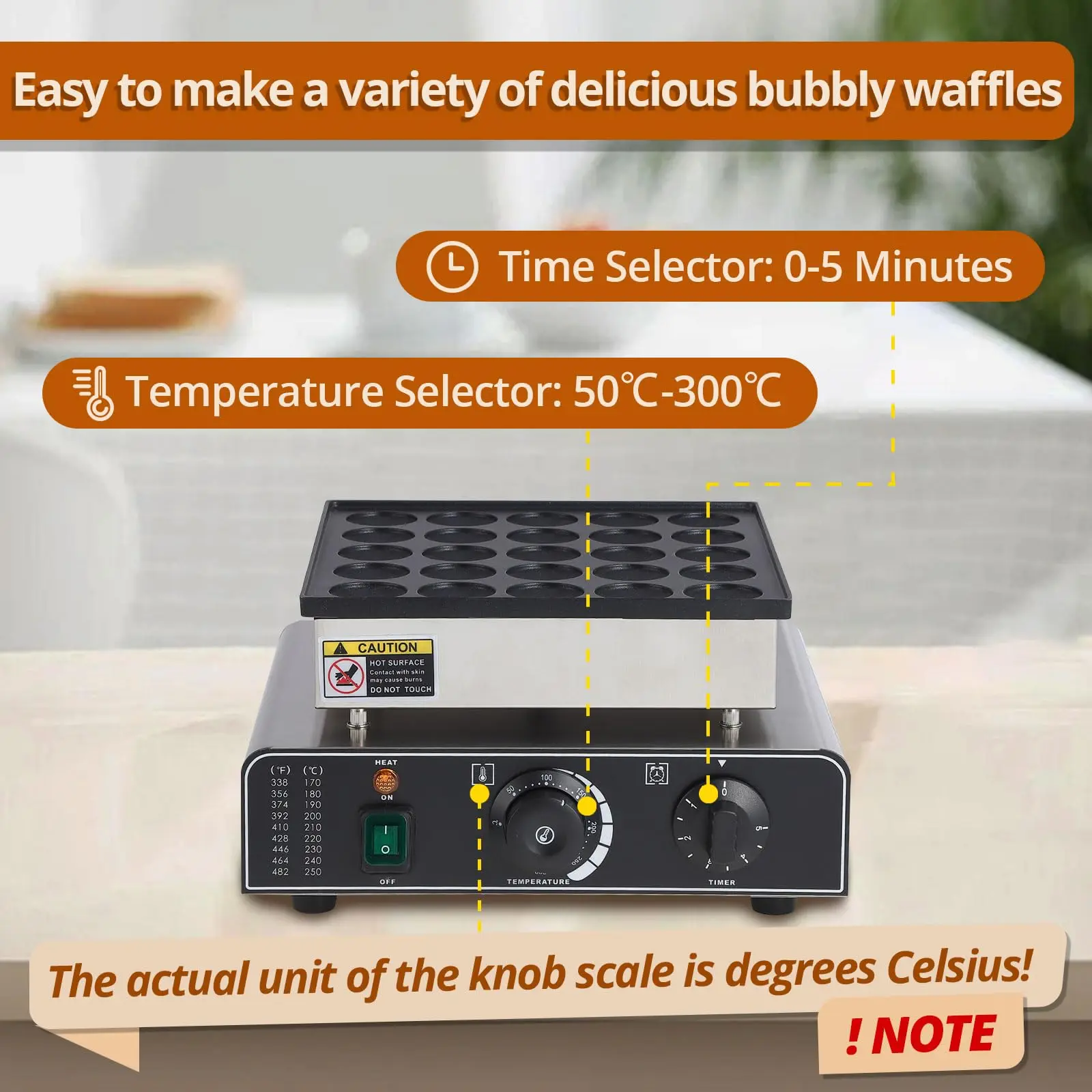 25 قطعة 850 واط غير لاصقة سهلة التنظيف صانع فطيرة صغيرة الهولندية Poffertjes شواء 122-572 ° مؤقت F Temp للمنزل التجاري