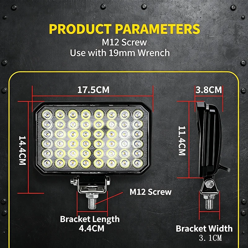 1PC 5 Inch Vehicle Work Light Super Bright 12V-60V 48LED Flood Beam Offroad Driving Fog Lamp for Excavator Truck Tractor ATV UTV