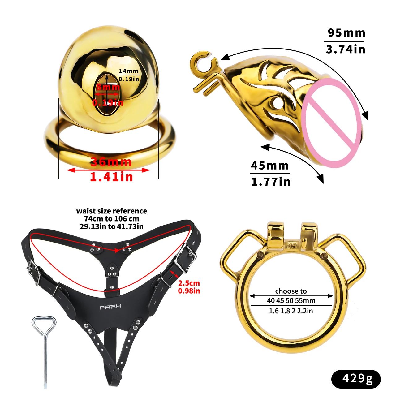 FRRK 2 Color Adult Penis Chastity Cage Device SM Carving Art Cock Lock Belt Couple Loyalty Abstainer BDSM Sex Tools For Man Gay view 3