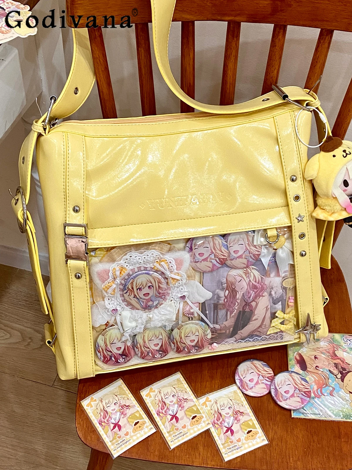 

2D Japanese Style Original Lolita Large Capacity Pain Bag Student Class Daily Commute Casual Crossbody Shoulder Bag for Women