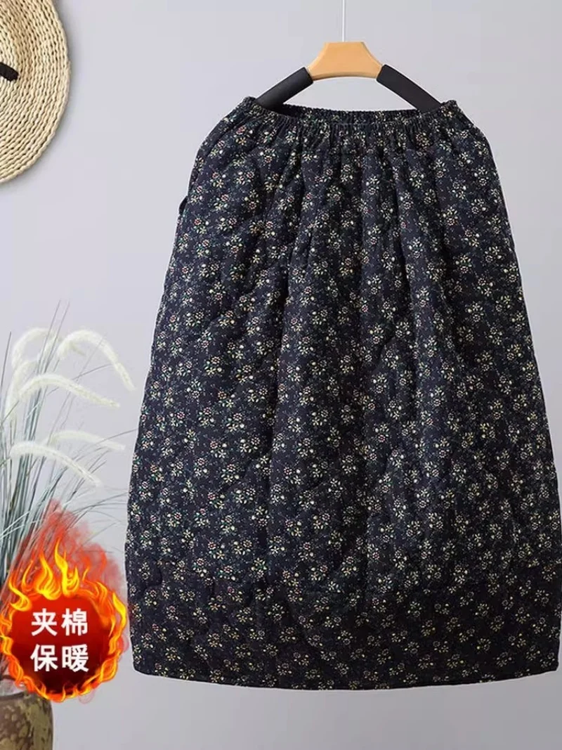 

Стеганая хлопковая толстая теплая юбка в стиле ретро с цветочным принтом, женская одежда больших размеров, зимняя юбка трапециевидной формы средней длины с эластичной резинкой на талии w773