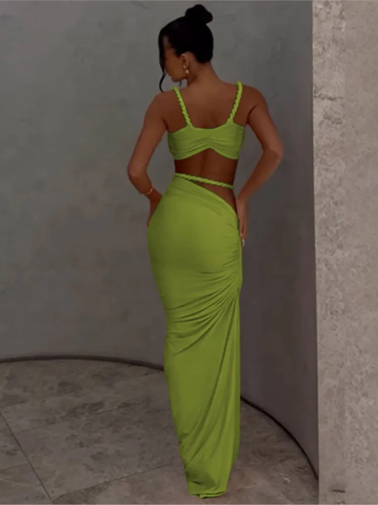 Swimwear Skirt Cover-up 2 Piece Set Women Crop Tops And Long Skirt Bathing Suit Fashion Solid Sexy Beach Cover Up Outfits 2025