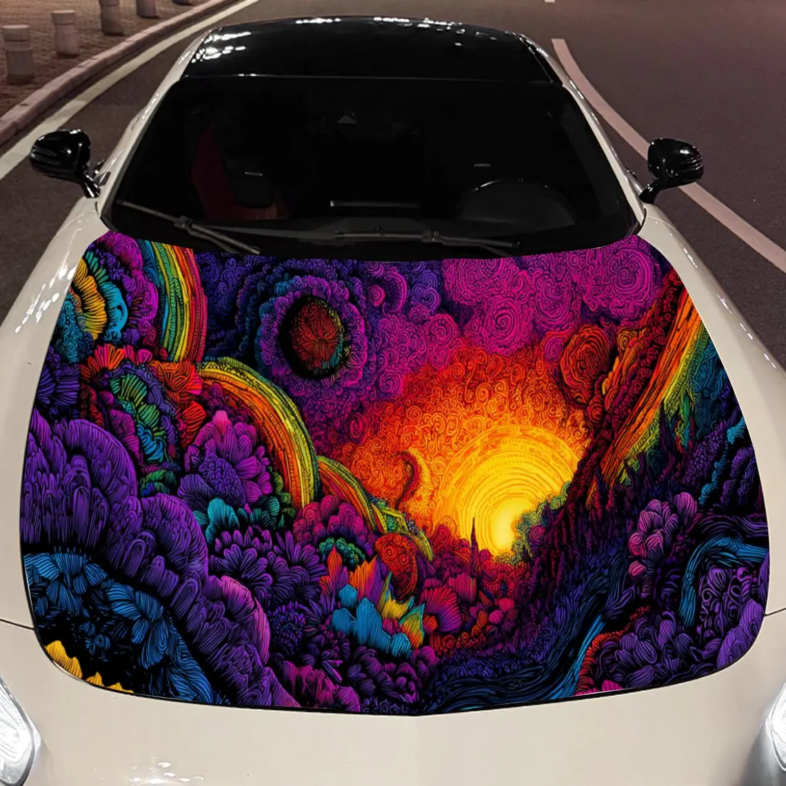 

Artistic Mandala Patterns Car Hood Vinyl Stickers Car Surface Protection Decal Car Decoration Cover Vinyl Wraps Waterproof Self-