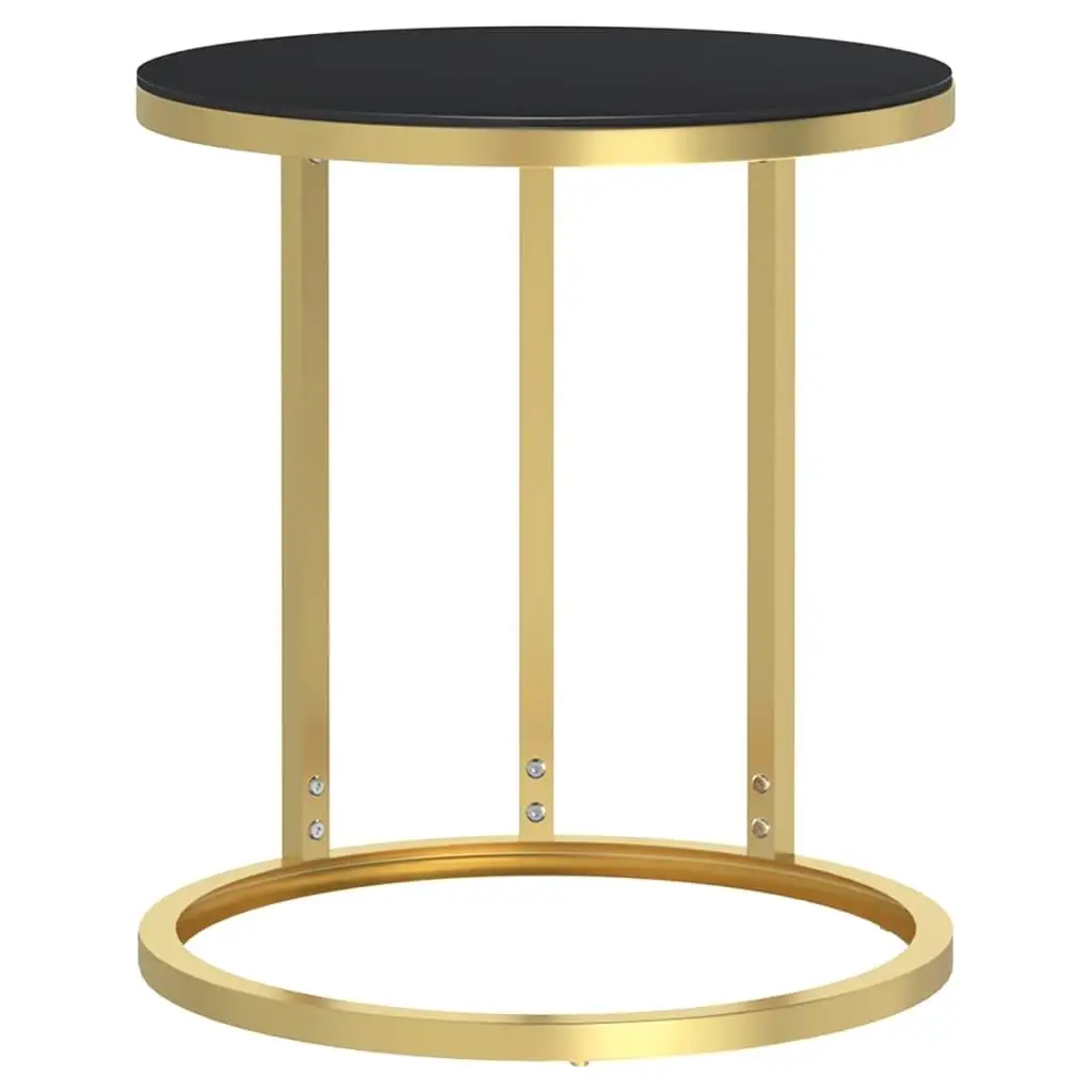 Elegant Gold & Black Side Table with 17.7” Tempered Glass Top - Modern Accent Furniture