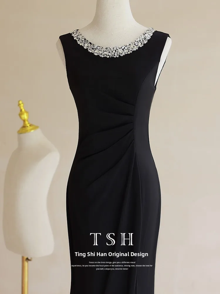 

Ele Bla Evening Gown Women's New 2025 High-End Fi Tail Dr Luxury mat Elite Sle Wedding Par Dr