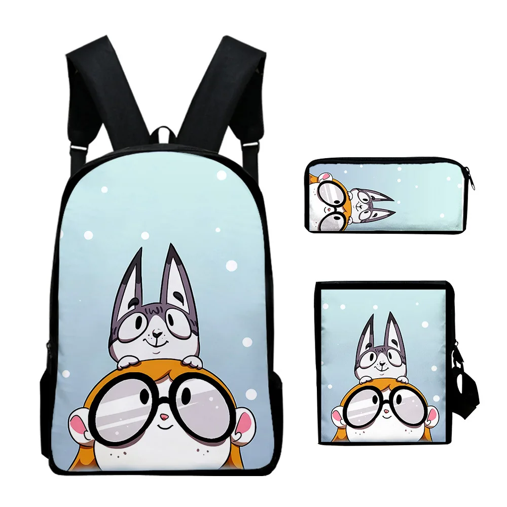 Harajuku Youthful Funny illymation 3D Print 3pcs/Set Student Travel bags Laptop Daypack Backpack Shoulder Bag Pencil Case