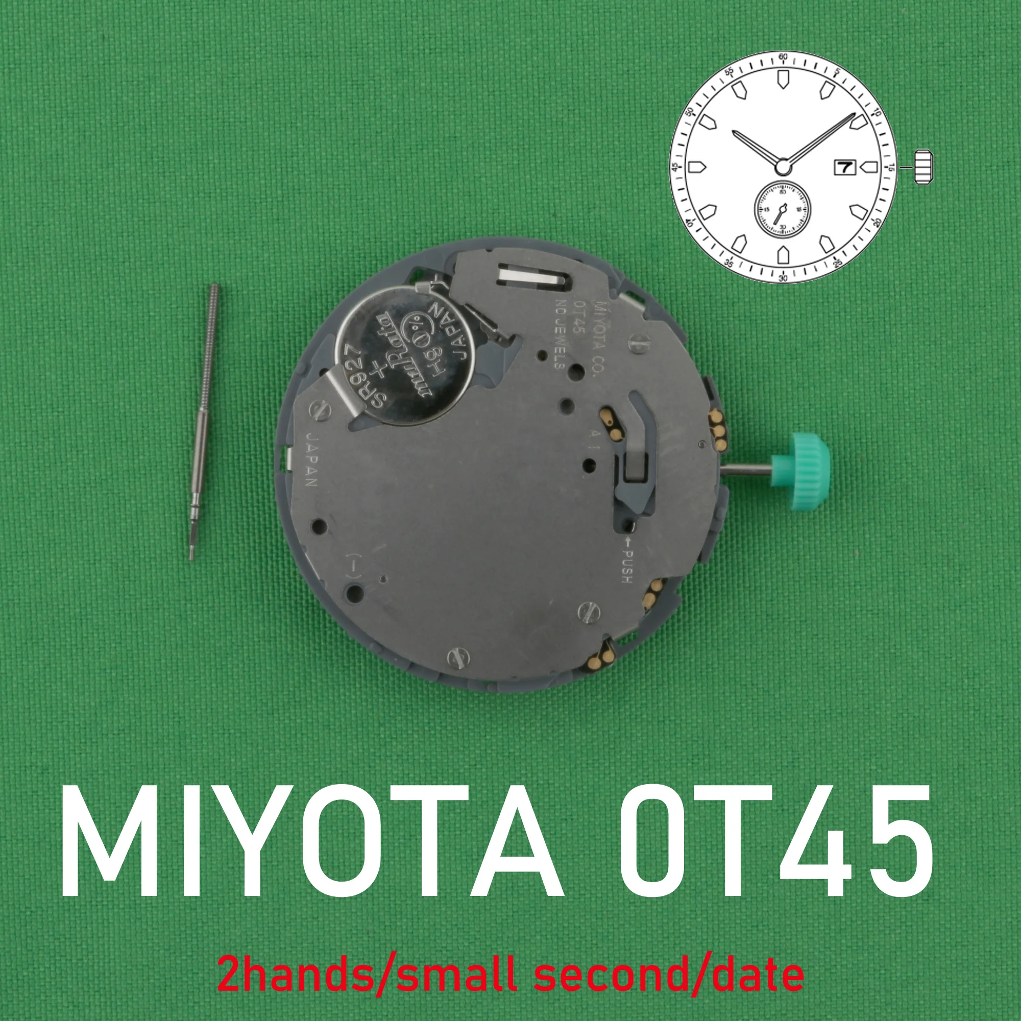 حركة 0T45 ميوتا 0t45 حركة ساعة كوارتز 2 عقارب، ثانية صغيرة للسيدات، حركة التاريخ DIY حركة OT45