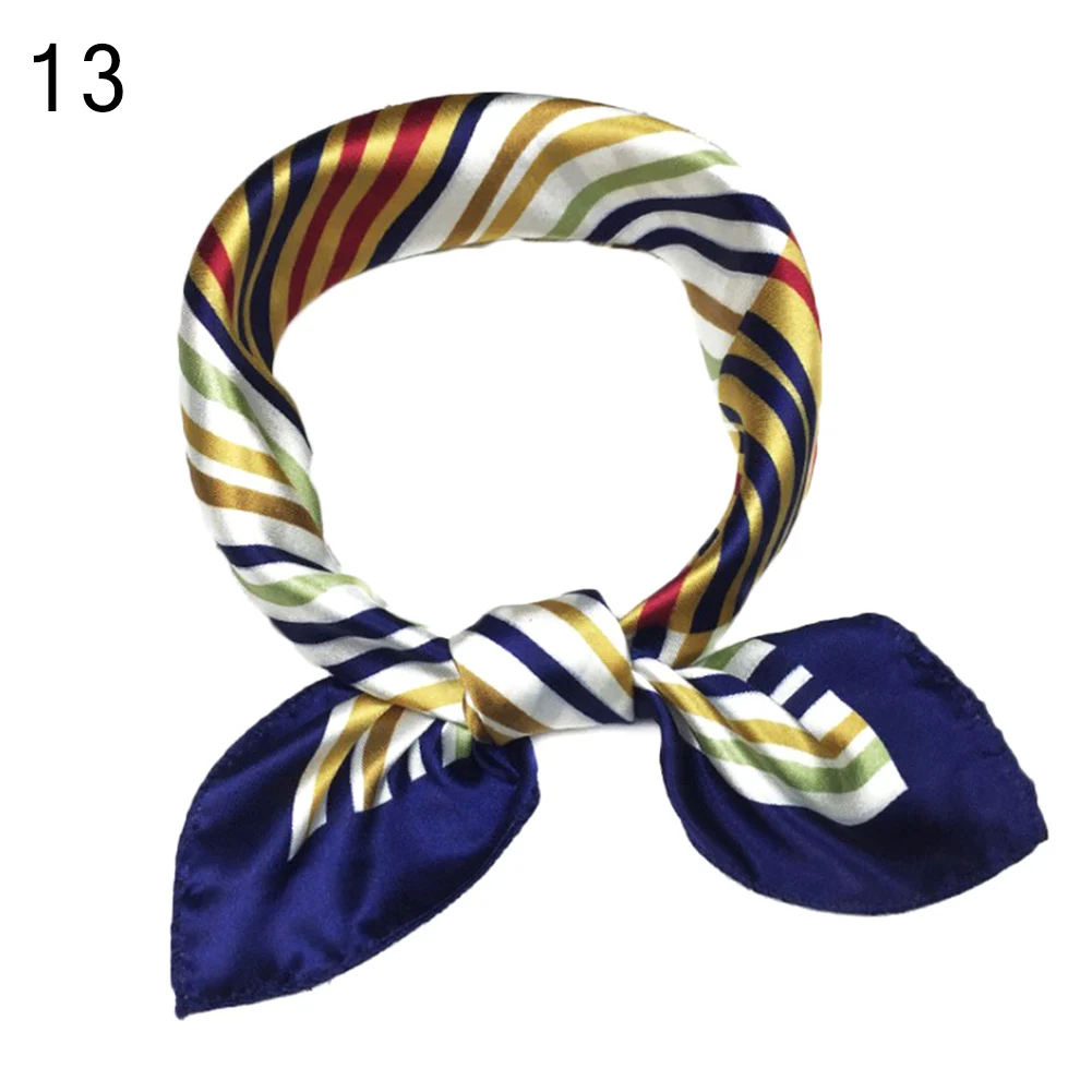 Women Fashion Imitation Silk Scarf Striped Printed Lady\'s Neck Scarves Small Square Wraps Shawl Female Bandana Bag Scarves