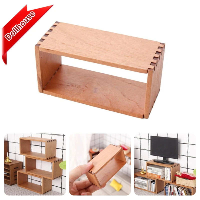 Armoire de rangement Miniature en bois pour maison de poupée 1:12, 1 pièce, étagère de rangement, modèle d'étagère, accessoires de meubles, jouets