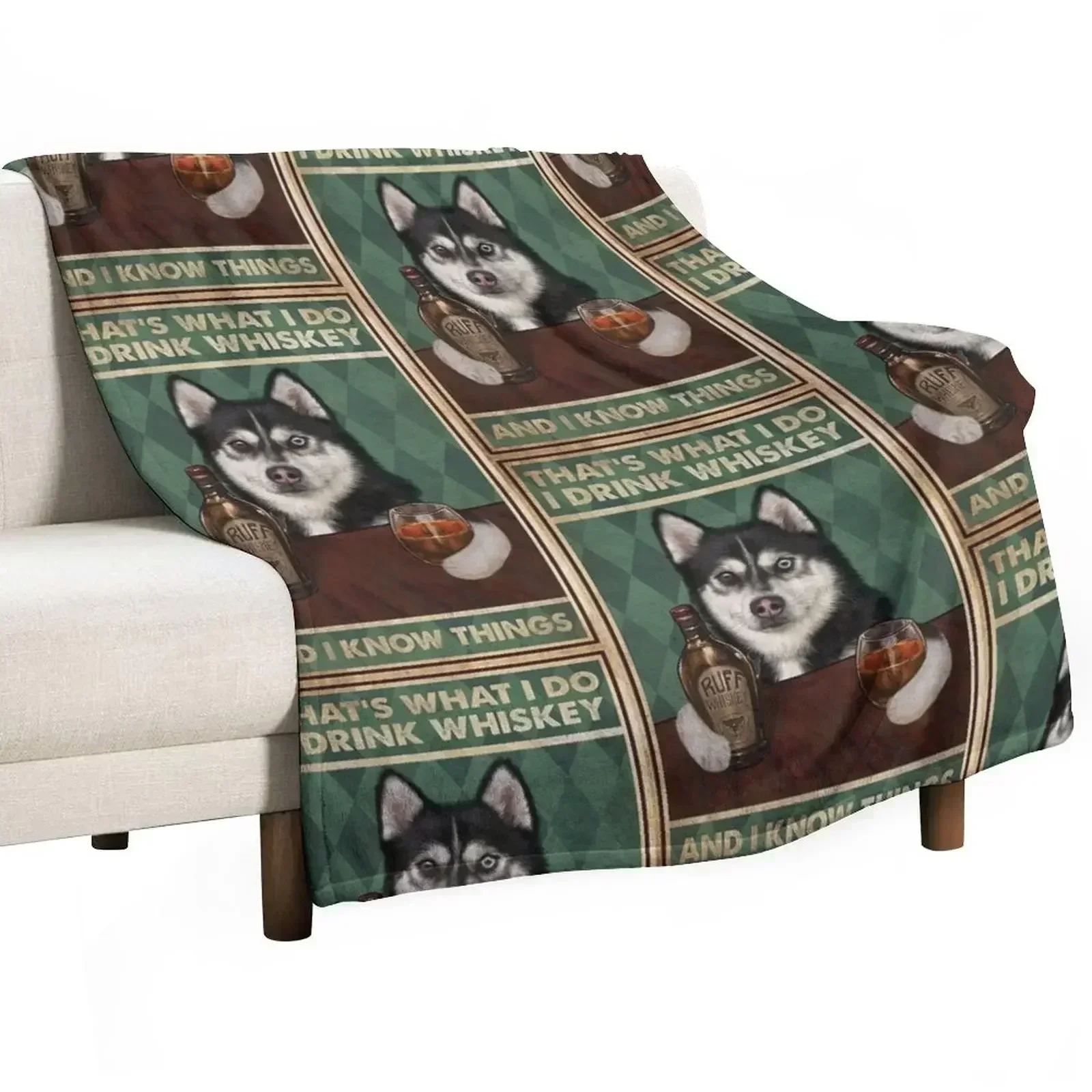 

Funny husky dog drink whiskey quotes Throw Blanket Luxury Throw Warm Blankets