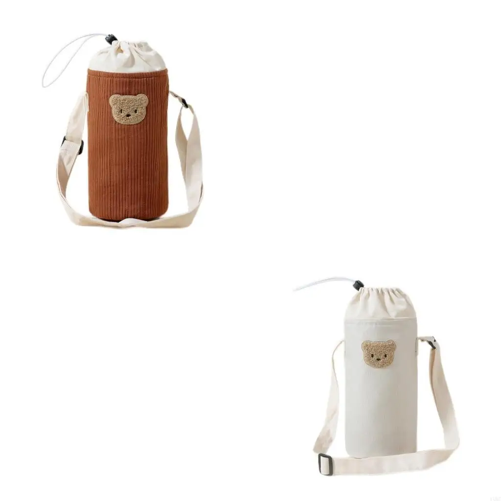 

Portable Baby Bottle Bag Travel Case Cartoon Bear Embroidery Milk Bottle Organiser for Travel and Outdoor Feeding 4XBC