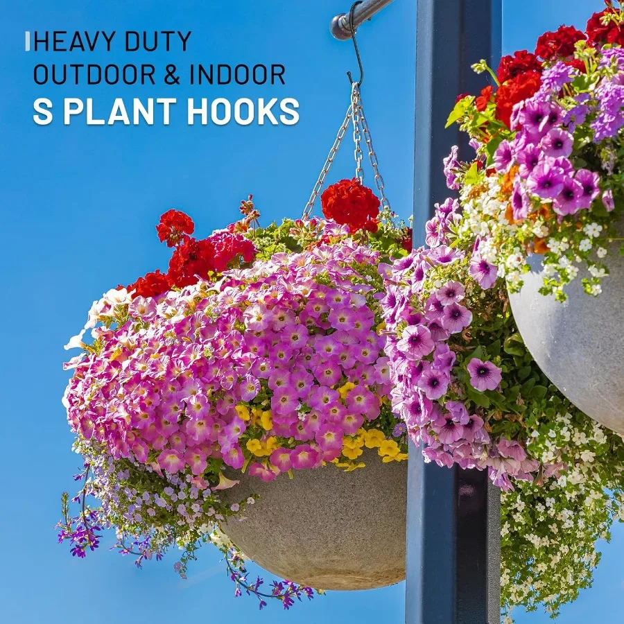 خطافات كبيرة S 6 Ih خطافات نباتات معدنية معلقة قابلة للعكس باللون الأسود عالي التحمل 12 قطعة #2