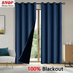 1Pc or 2PCS 100% Blackout Curtains for Living Room Thermal Insulated Lining Bedroom Waterproof Window Decor Kitchen HOTEL 창문커텐