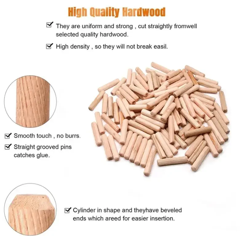 50Pcs Diameter 0.4cm-1.2cm Fluted Wood Dowel Pins Multiple Sizes Woodworking Dowels for Furniture Art Woodworking Projects Tool