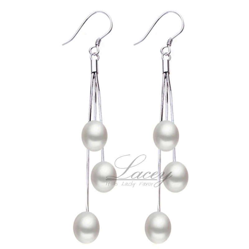 Real Freshwater pearl earrings for women,natural long pearl earrings jewelry 925 sterling silver tassel earrings