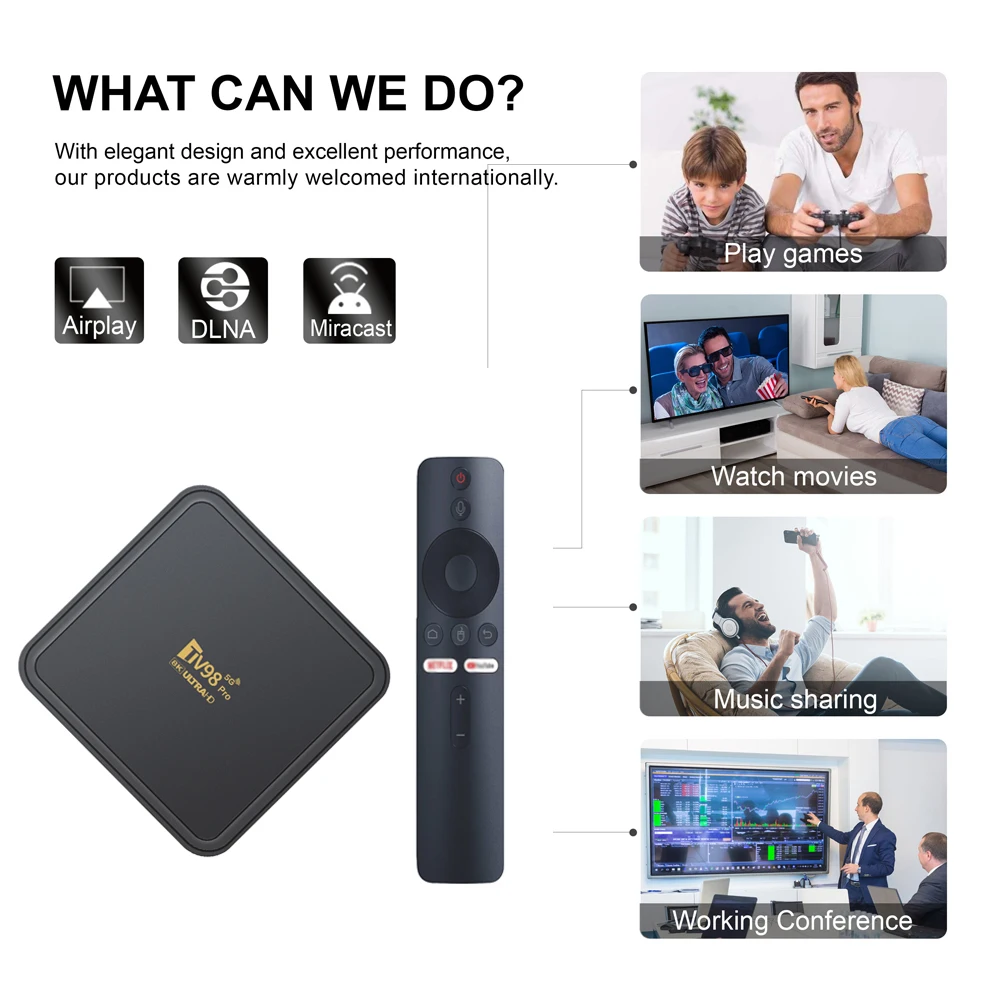 Android 14 Smart TV Box Pro ATV Allwinner H313 Quad Core 2.4G/5G Dual Wifi BT5.2 8K HD Медиаплеер 2+16G 4K HDR10+ Set Top Box