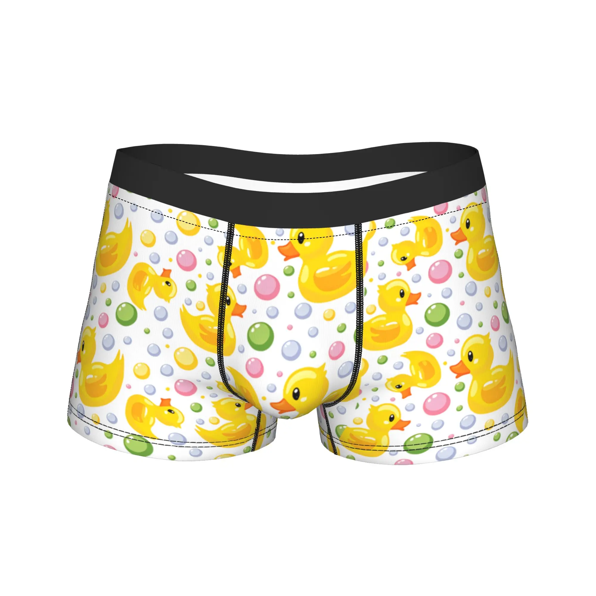 Rainbow Cartoon Rubber Duck Underwear  Men's Boxer Brief Comfortable Trunk High Quality Customs Large Size Panties