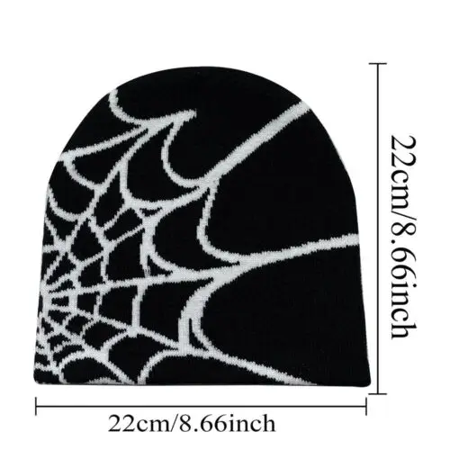 Y2K Gothic Spider Web Wool Acrylic Knitted Hat Beanie Unisex Warm Casual Fashion Bob Marley Beanie Skullies & Beanies Cap Female