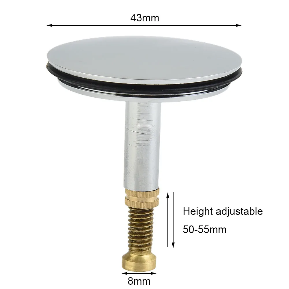 43mm Chrome Plated Bathtub Drain Cover Made from Pure Copper with 8mm Shank Diameter for Use in Bath Tubs Sinks and Wash Basins