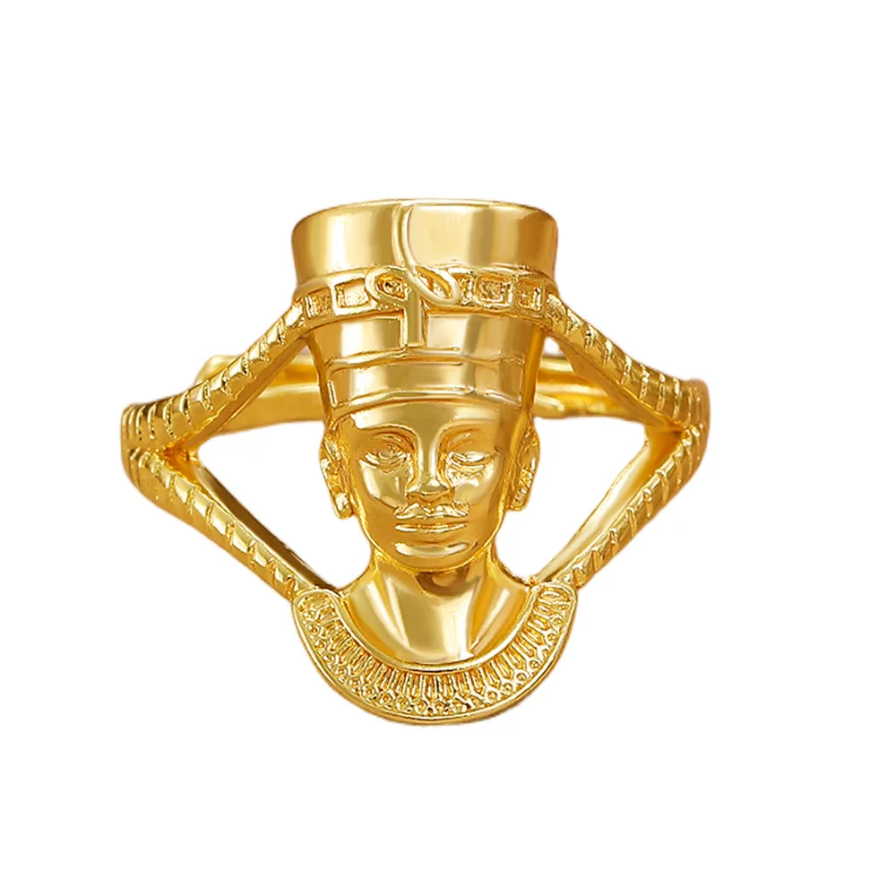 آلهة الملكة المصرية قابل للتعديل المفتوحة الفرقة فرعون مجوهرات الرجال النساء النمط الأفريقي اليدوية حلقة معدنية